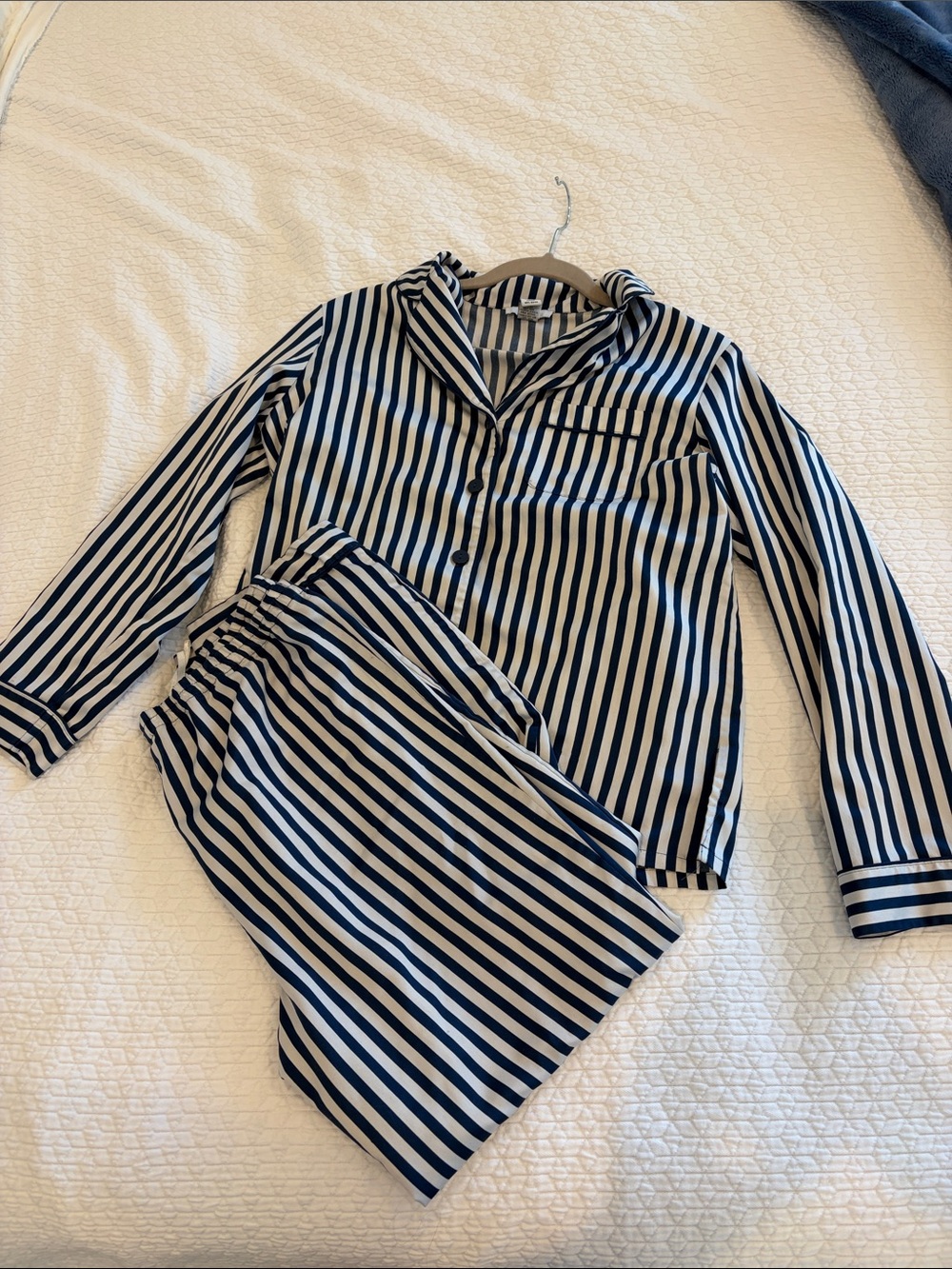 Alfani Navy & White Striped Long-Sleeve Pajama Set